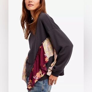 Free People Shes Just Cute Pull Over Ruffle Sweatshirt